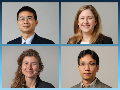 Four professional headshots arranged in a two-by-two grid, showing two men and two women against neutral backgrounds.