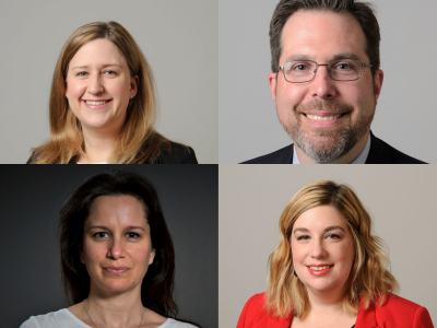 Collage of four UConn Chemical and Biomolecular Engineering faculty members, shown in individual professional headshots arranged in a two-by-two grid.